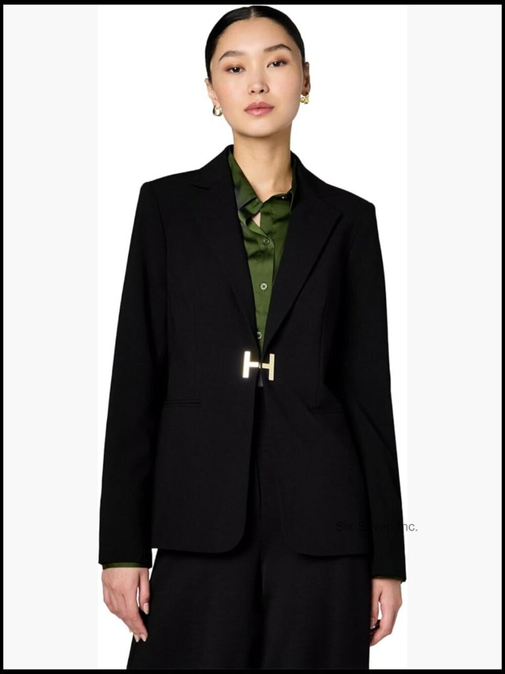 Halston H Closure Woven Blazer with Pockets - Office Workwear